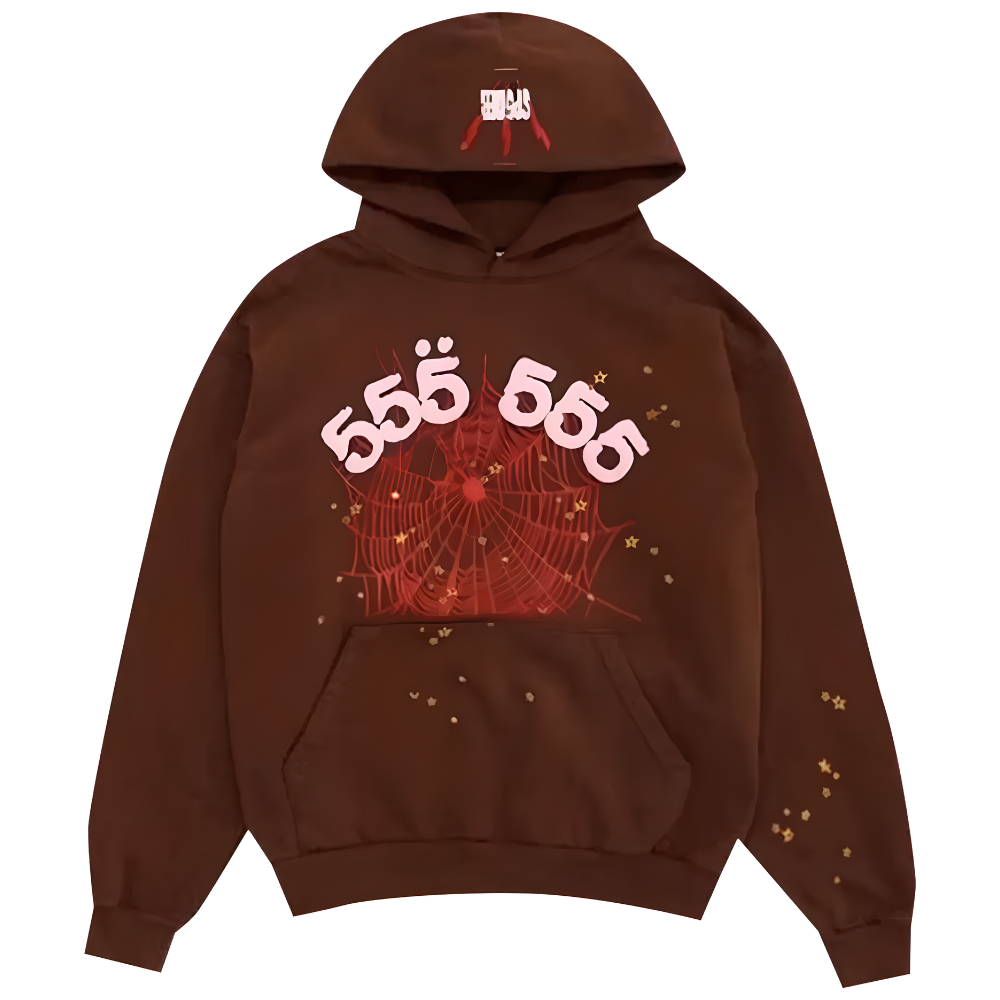 Sp5der Worldwide Angel Number Hoodie 'Brown'