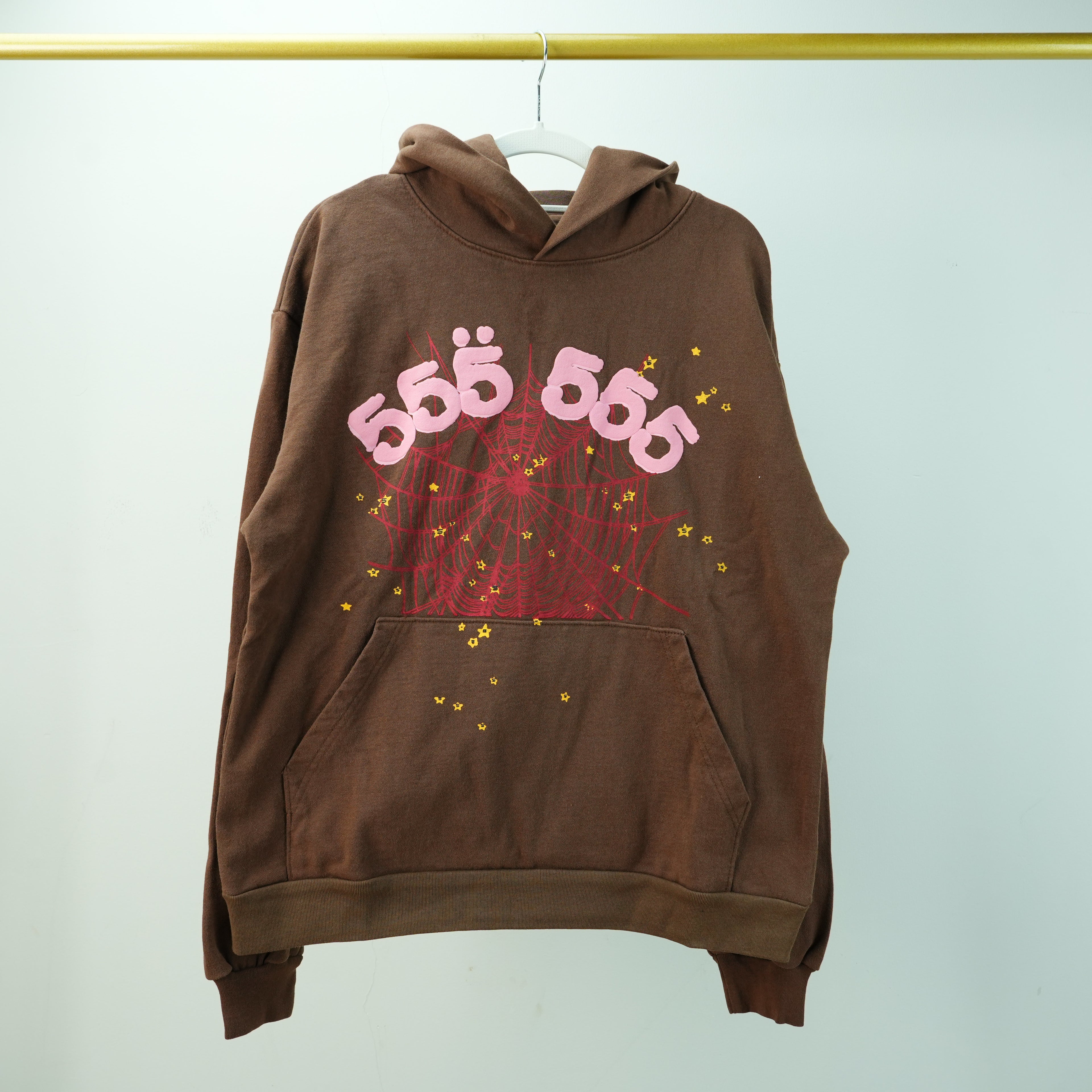 Sp5der Worldwide Angel Number Hoodie 'Brown'