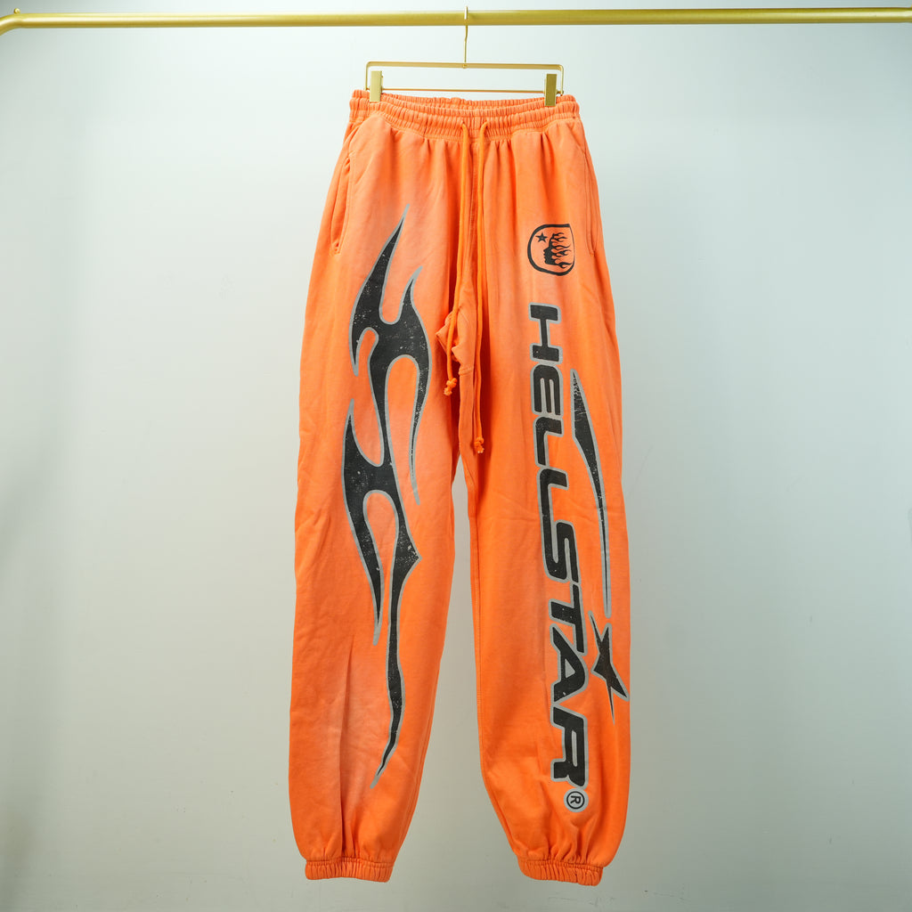 Hellstar NFC Fire Orange Cuffed Sweat Pants