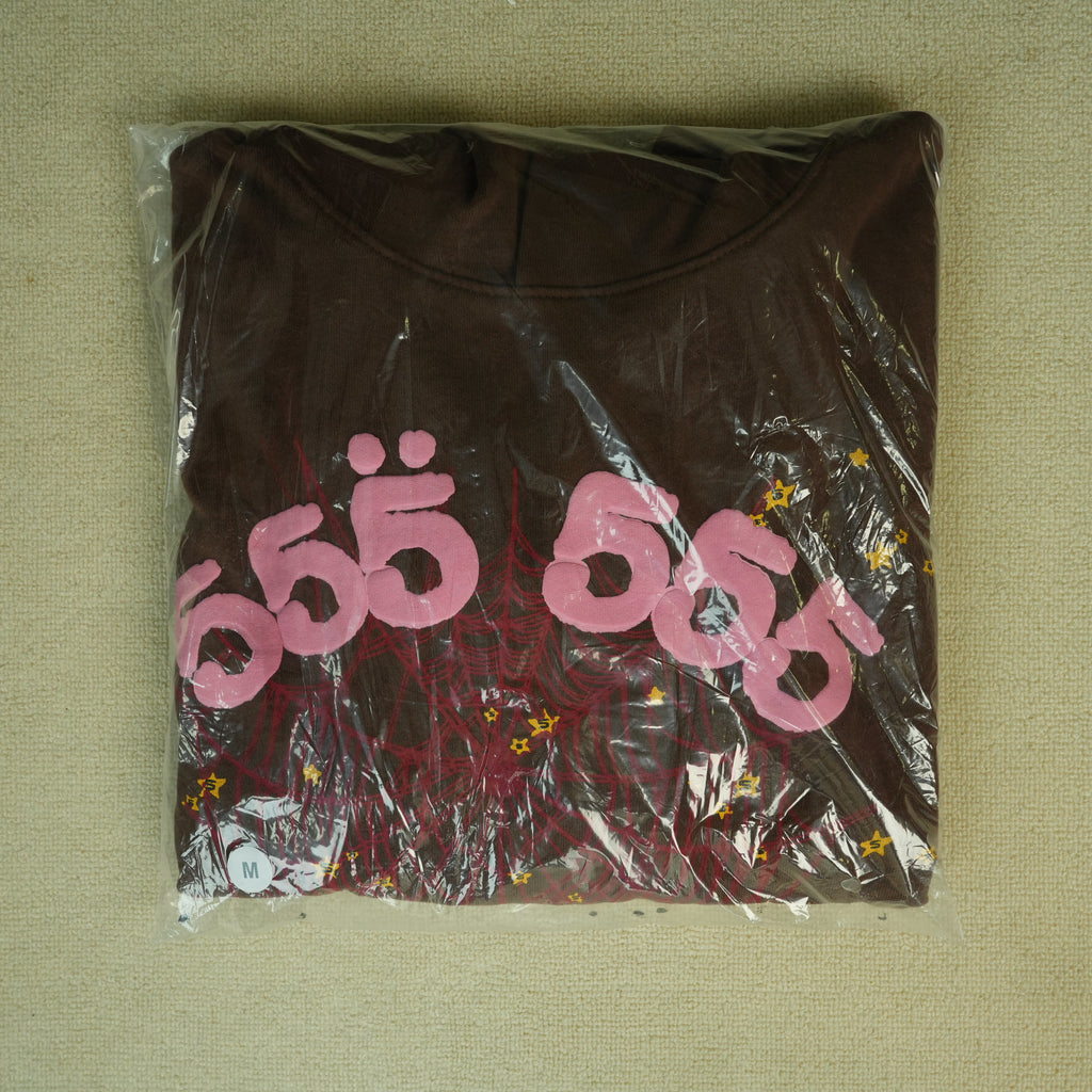 Sp5der Worldwide Angel Number Hoodie 'Brown'